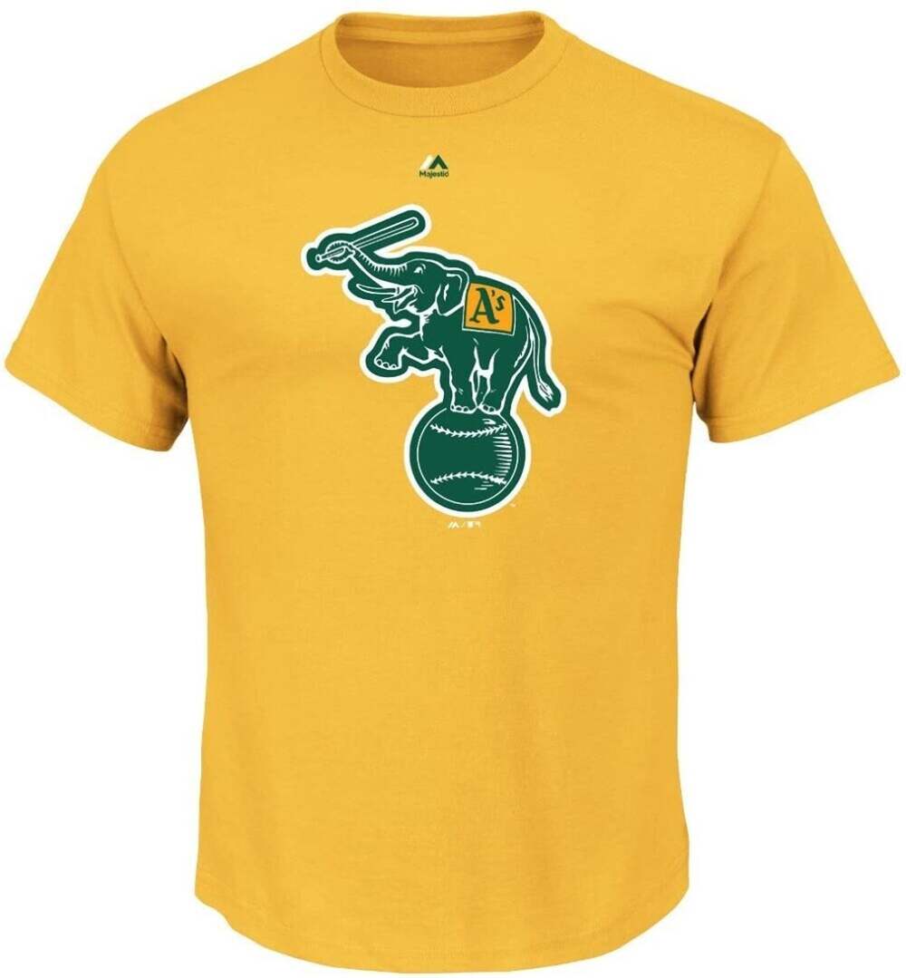 Majestic Oakland Athletics Cooperstown Official Logo Yellow T-Shirt (S)